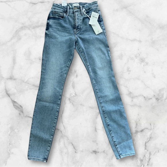 Good American Good Legs Skinny Jeans Indigo Light Wash Button-Fly Size 0 $135 - Picture 2 of 8